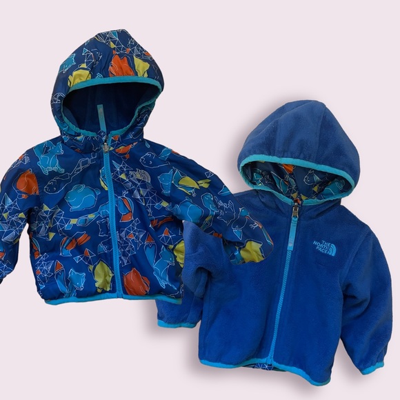 BABY NORTH FACE REVERSIBLE HOODED JACKET - Picture 2 of 9